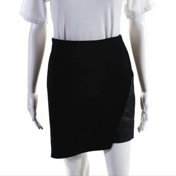 Helmut Lang  Black Side Zip  Leather Trim Skirt, Sz 10, EUC - Picture 1 of 5